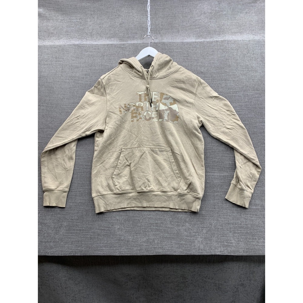 The North Face Half Dome Hoodie Mens Small Khaki Camouflage Logo Cotton Pullover